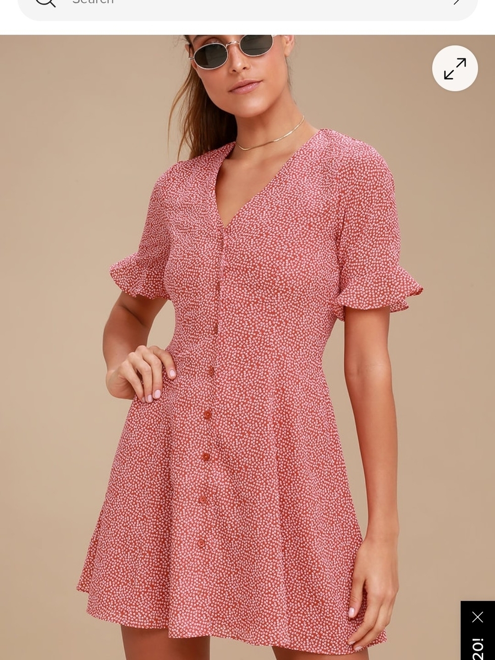 Lulu's Women's Pink Button-Front Mini Dress